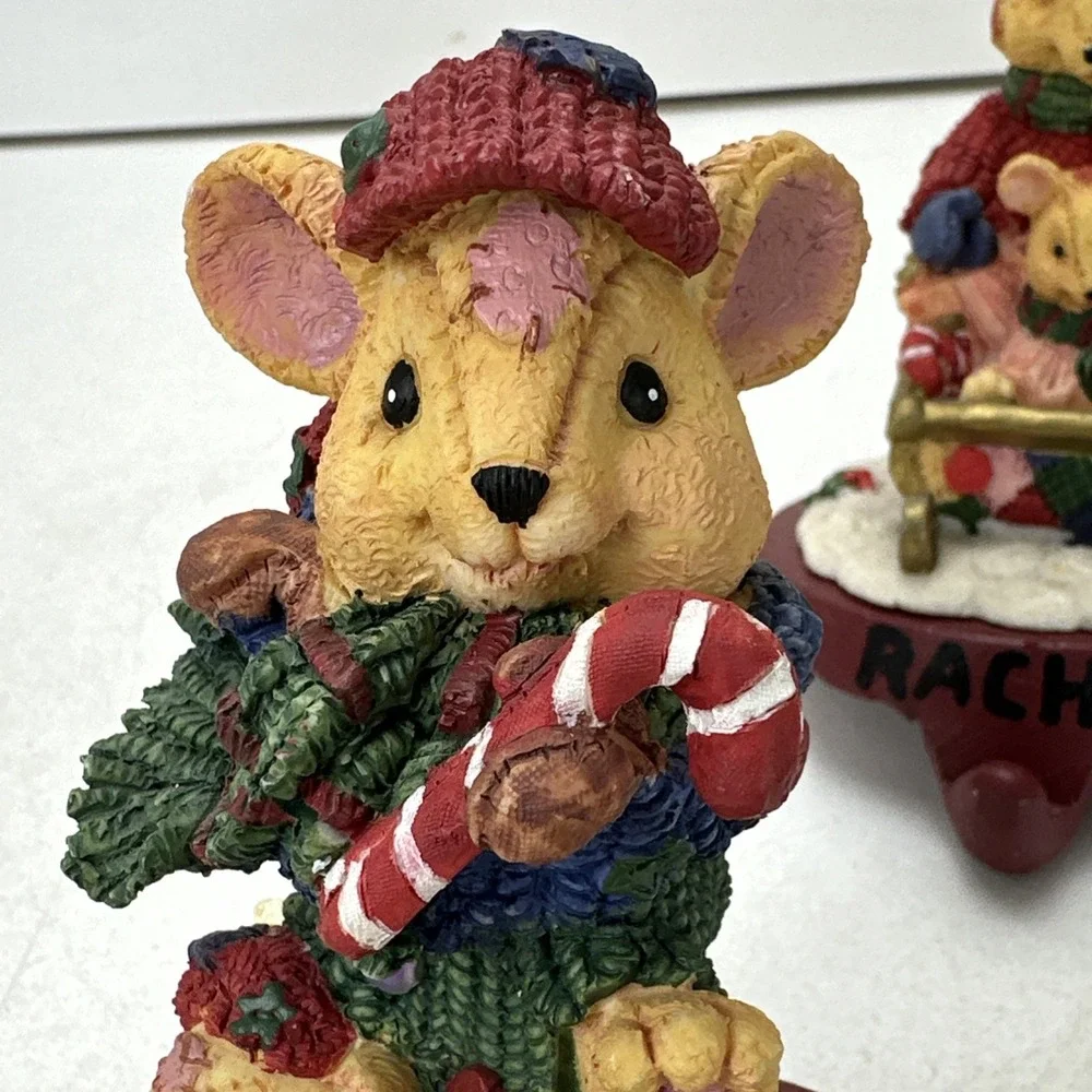 Vintage Holiday Time Christmas Collectible Stocking Holder Lot Mouse Sled Candy